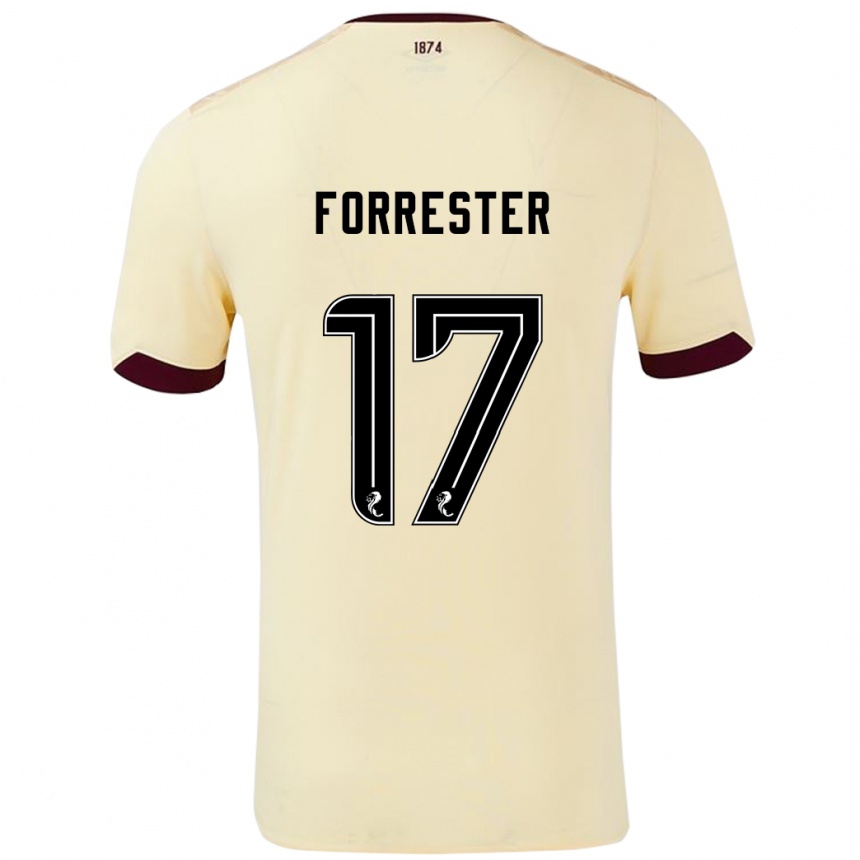 Kids Football Adam Forrester #17 Cream Burgundy Away Jersey 2024/25 T-Shirt Uk