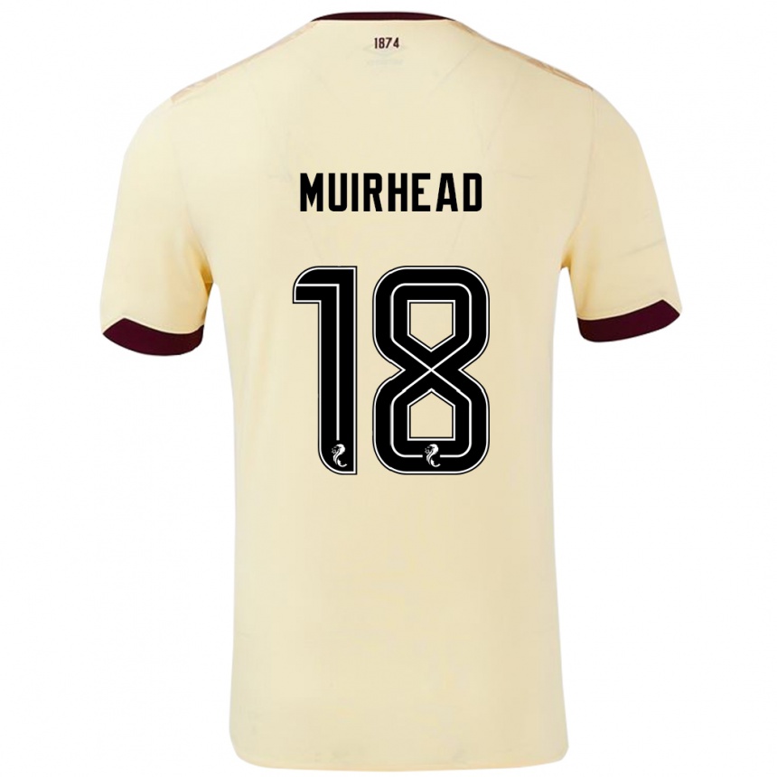 Kids Football Owen Muirhead #18 Cream Burgundy Away Jersey 2024/25 T-Shirt Uk