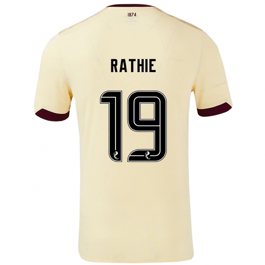 Kids Football Luke Rathie #19 Cream Burgundy Away Jersey 2024/25 T-Shirt Uk