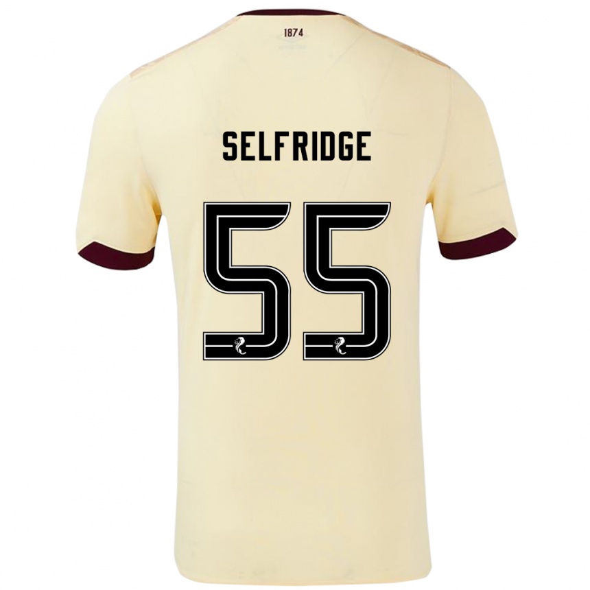 Kids Football Louis Selfridge #55 Cream Burgundy Away Jersey 2024/25 T-Shirt Uk