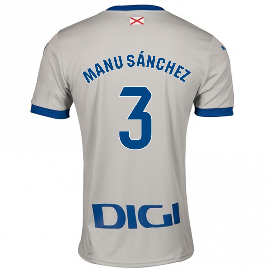 Kids Football Manu Sanchez #3 Light Gray Away Jersey 2024/25 T-Shirt Uk