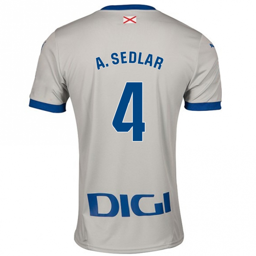 Kids Football Aleksandar Sedlar #4 Light Gray Away Jersey 2024/25 T-Shirt Uk