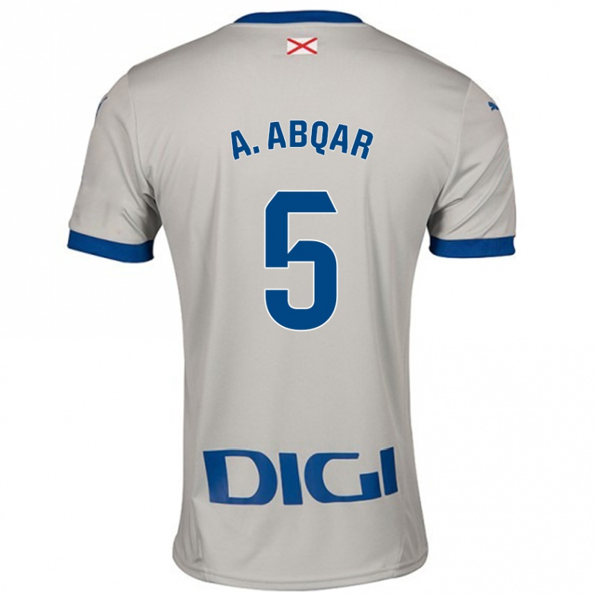 Kids Football Abdel Abqar #5 Light Gray Away Jersey 2024/25 T-Shirt Uk