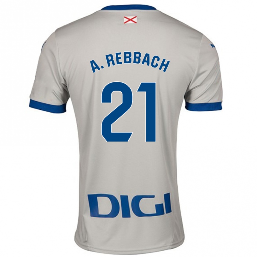 Kids Football Abde Rebbach #21 Light Gray Away Jersey 2024/25 T-Shirt Uk