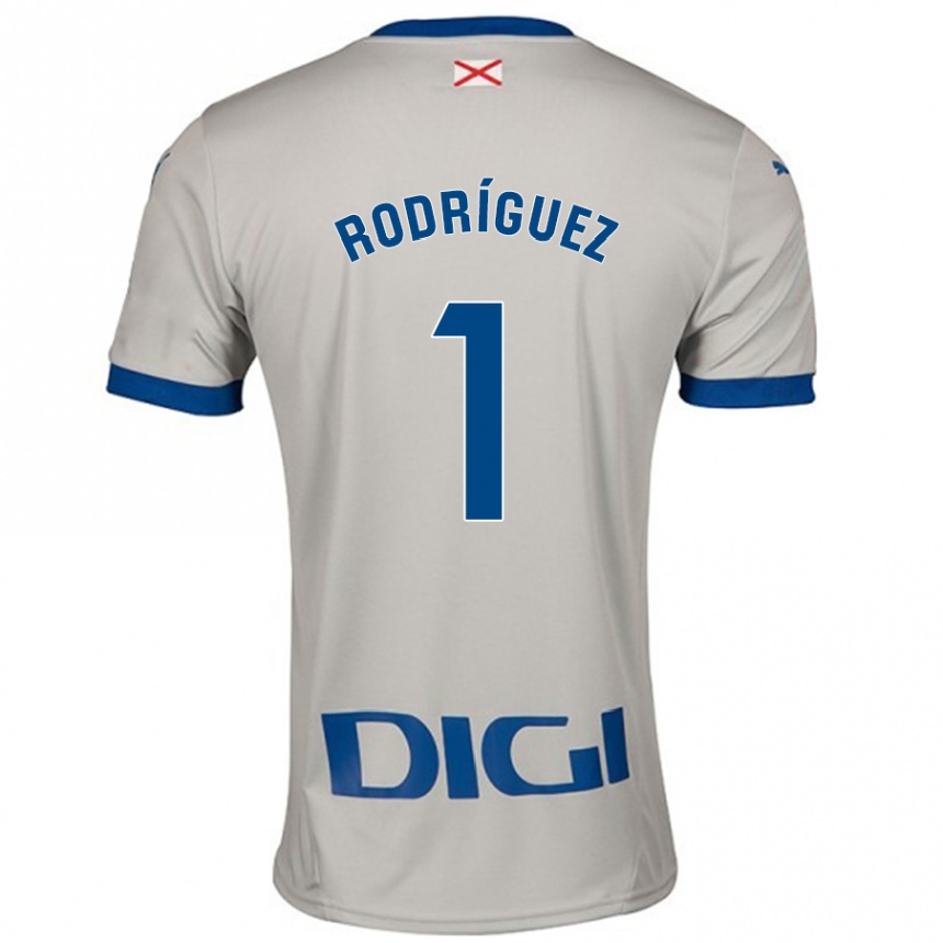 Kids Football Adrián Rodríguez #1 Light Gray Away Jersey 2024/25 T-Shirt Uk