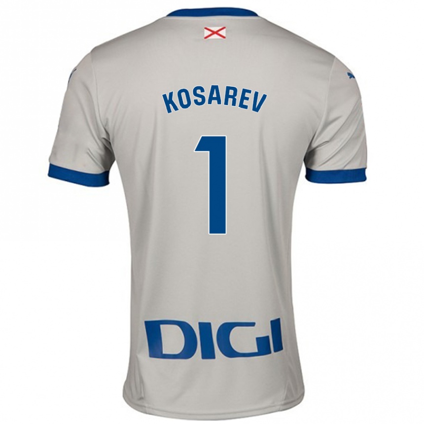 Kids Football Oleksandr Kosarev #1 Light Gray Away Jersey 2024/25 T-Shirt Uk