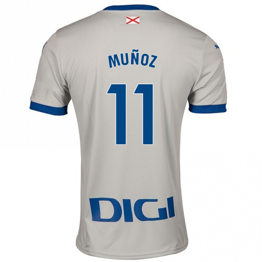 Kids Football Egoitz Muñoz #11 Light Gray Away Jersey 2024/25 T-Shirt Uk