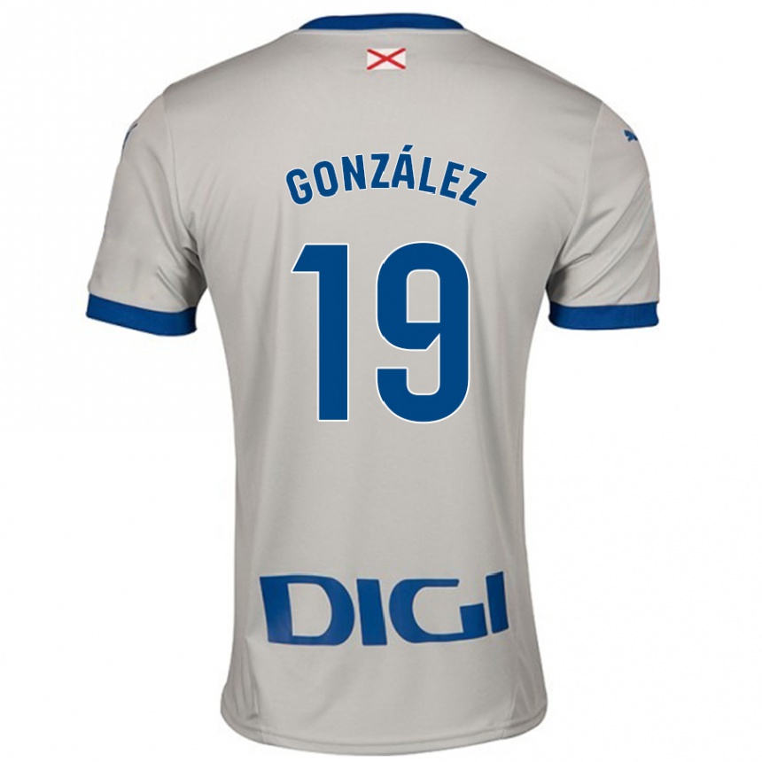 Kids Football Aimar González #19 Light Gray Away Jersey 2024/25 T-Shirt Uk