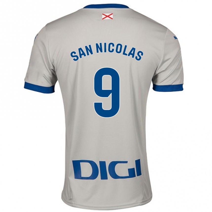 Kids Football Olga San Nicolás #9 Light Gray Away Jersey 2024/25 T-Shirt Uk