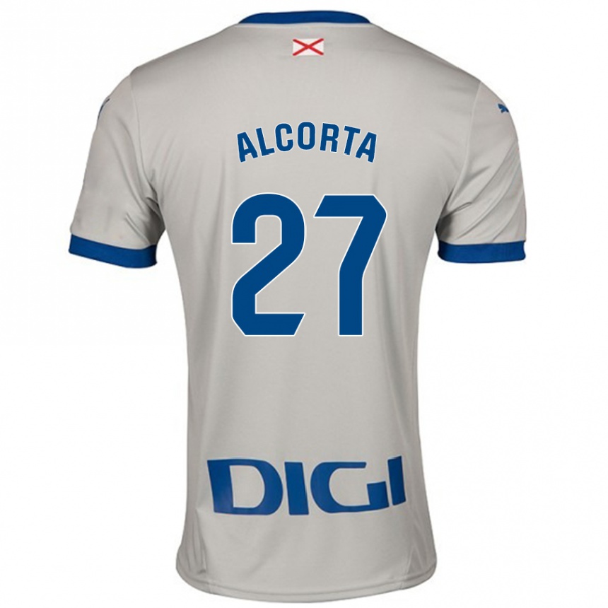 Kids Football Alaitz Alcorta #27 Light Gray Away Jersey 2024/25 T-Shirt Uk