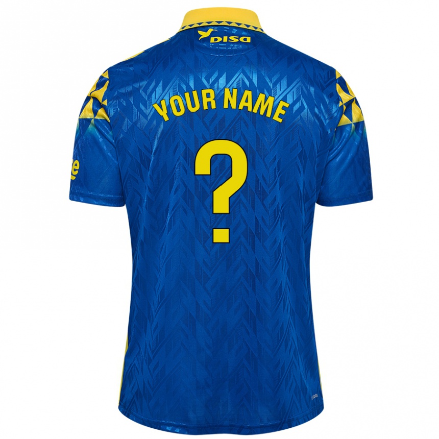 Kids Football Your Name #0 Blue Yellow Away Jersey 2024/25 T-Shirt Uk