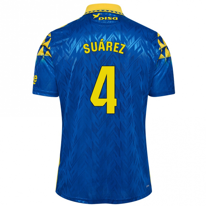 Kids Football Alex Suárez #4 Blue Yellow Away Jersey 2024/25 T-Shirt Uk