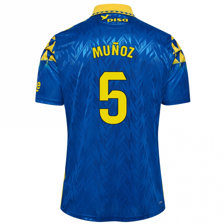 Kids Football Javi Muñoz #5 Blue Yellow Away Jersey 2024/25 T-Shirt Uk