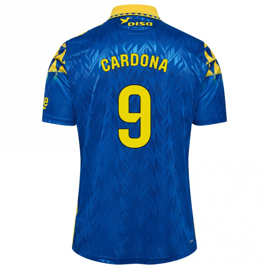 Kids Football Marc Cardona #9 Blue Yellow Away Jersey 2024/25 T-Shirt Uk