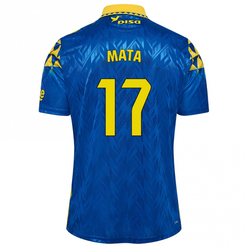 Kids Football Jaime Mata #17 Blue Yellow Away Jersey 2024/25 T-Shirt Uk