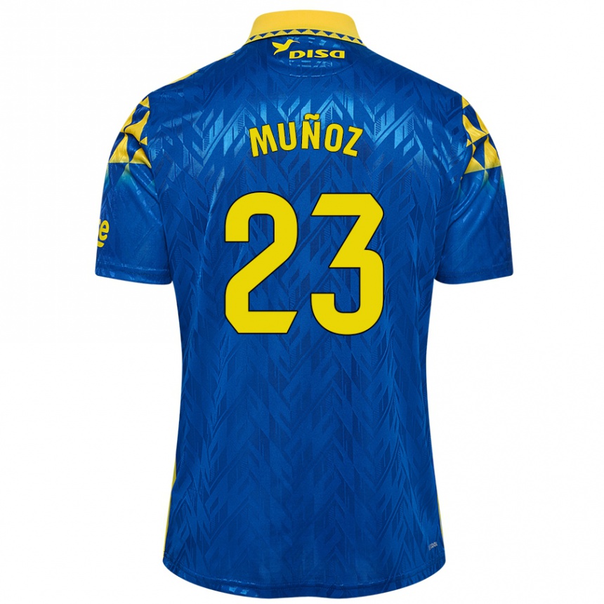 Kids Football Álex Muñoz #23 Blue Yellow Away Jersey 2024/25 T-Shirt Uk