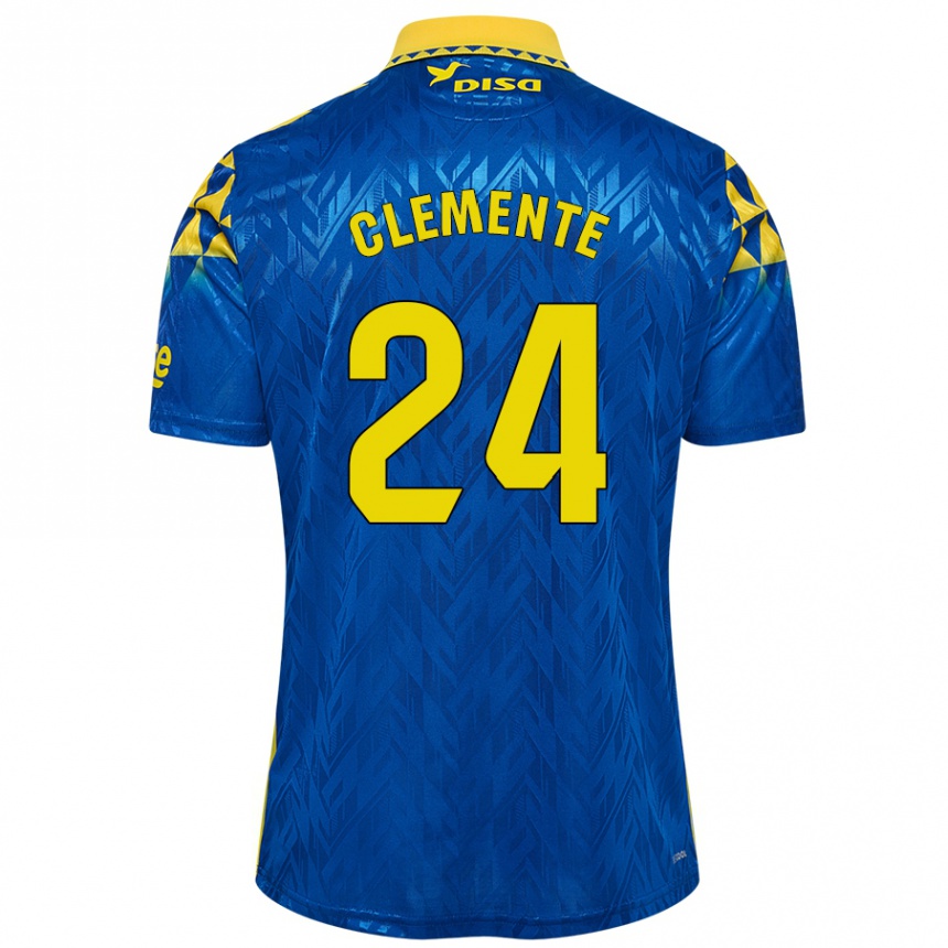 Kids Football Enrique Clemente #24 Blue Yellow Away Jersey 2024/25 T-Shirt Uk