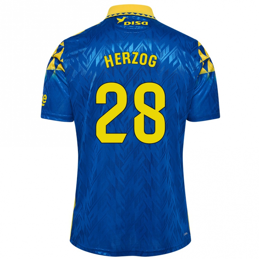 Kids Football Juanma Herzog #28 Blue Yellow Away Jersey 2024/25 T-Shirt Uk