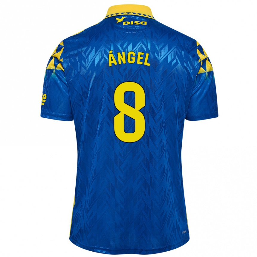 Kids Football José Ángel #8 Blue Yellow Away Jersey 2024/25 T-Shirt Uk