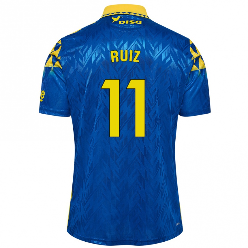 Kids Football Sergio Ruiz #11 Blue Yellow Away Jersey 2024/25 T-Shirt Uk