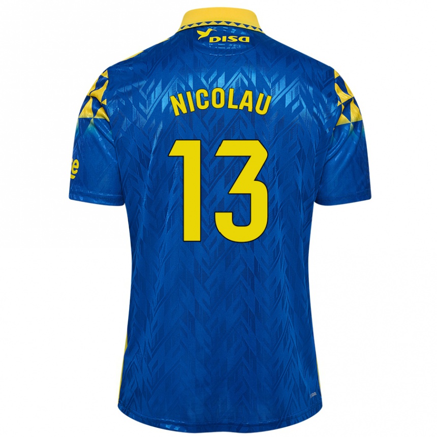 Kids Football Nacho Nicolau #13 Blue Yellow Away Jersey 2024/25 T-Shirt Uk