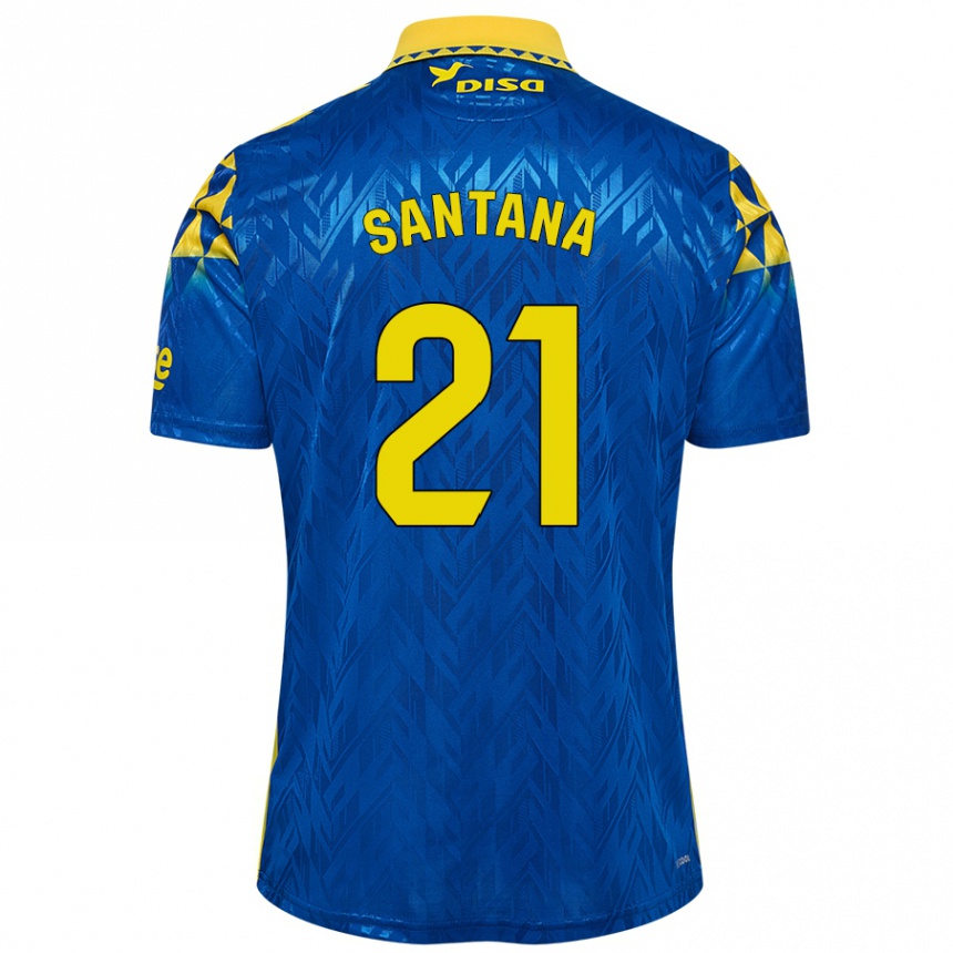 Kids Football Yadam Santana #21 Blue Yellow Away Jersey 2024/25 T-Shirt Uk