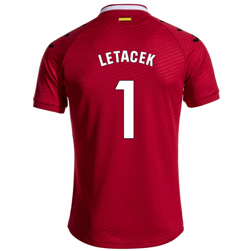 Kids Football Jiri Letacek #1 Dark Red Away Jersey 2024/25 T-Shirt Uk