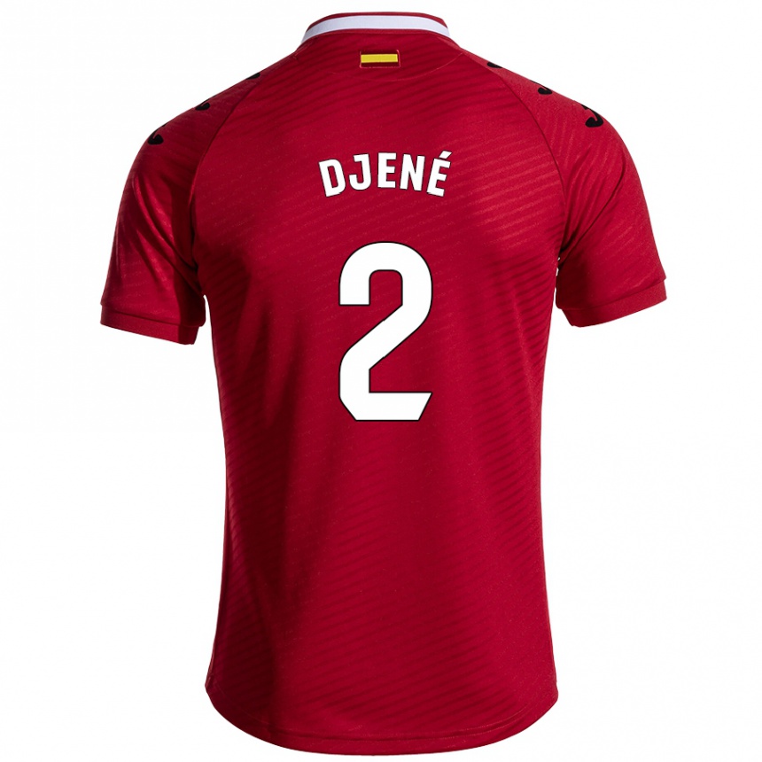 Kids Football Djené #2 Dark Red Away Jersey 2024/25 T-Shirt Uk