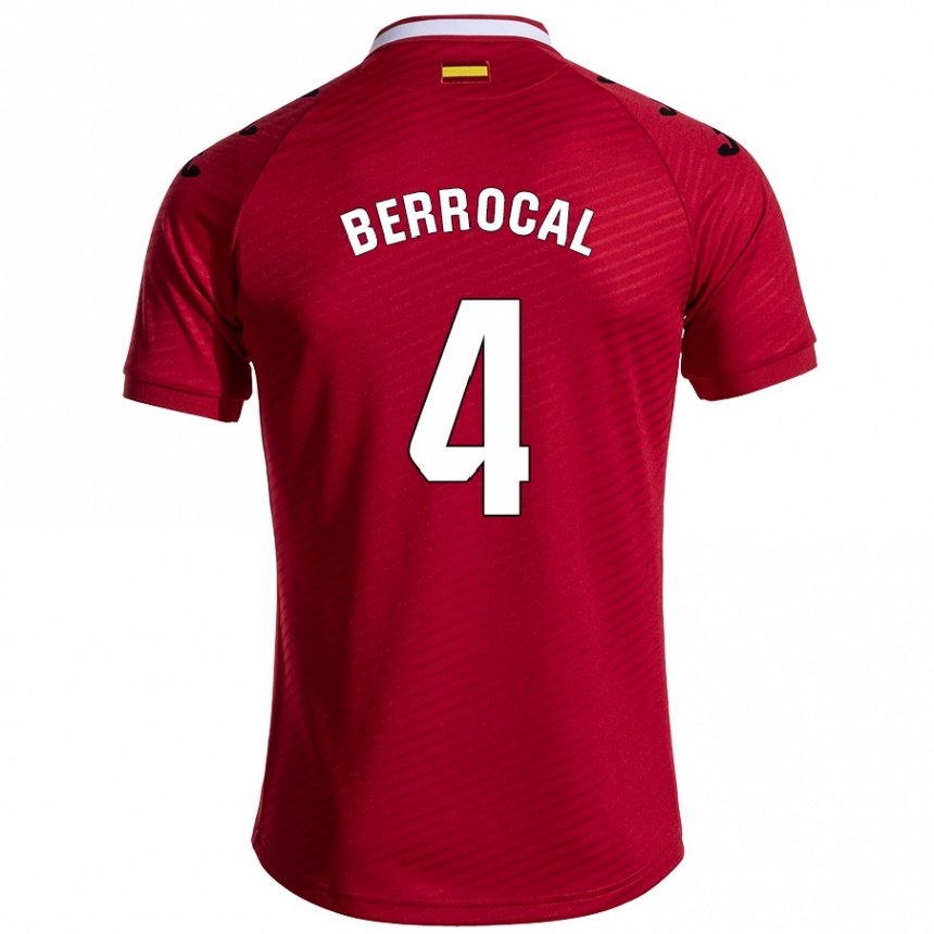 Kids Football Juan Berrocal #4 Dark Red Away Jersey 2024/25 T-Shirt Uk