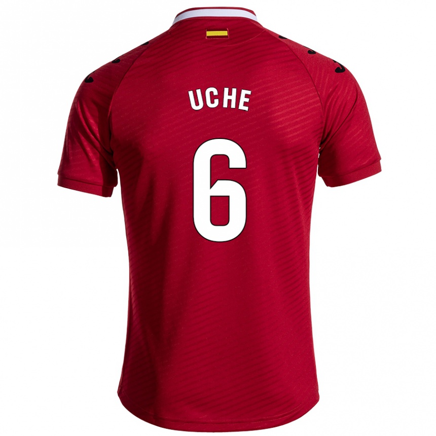 Kids Football Chrisantus Uche #6 Dark Red Away Jersey 2024/25 T-Shirt Uk