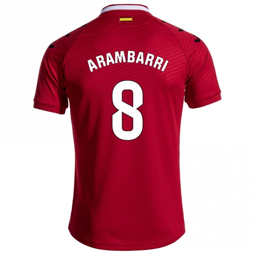 Kids Football Mauro Arambarri #8 Dark Red Away Jersey 2024/25 T-Shirt Uk