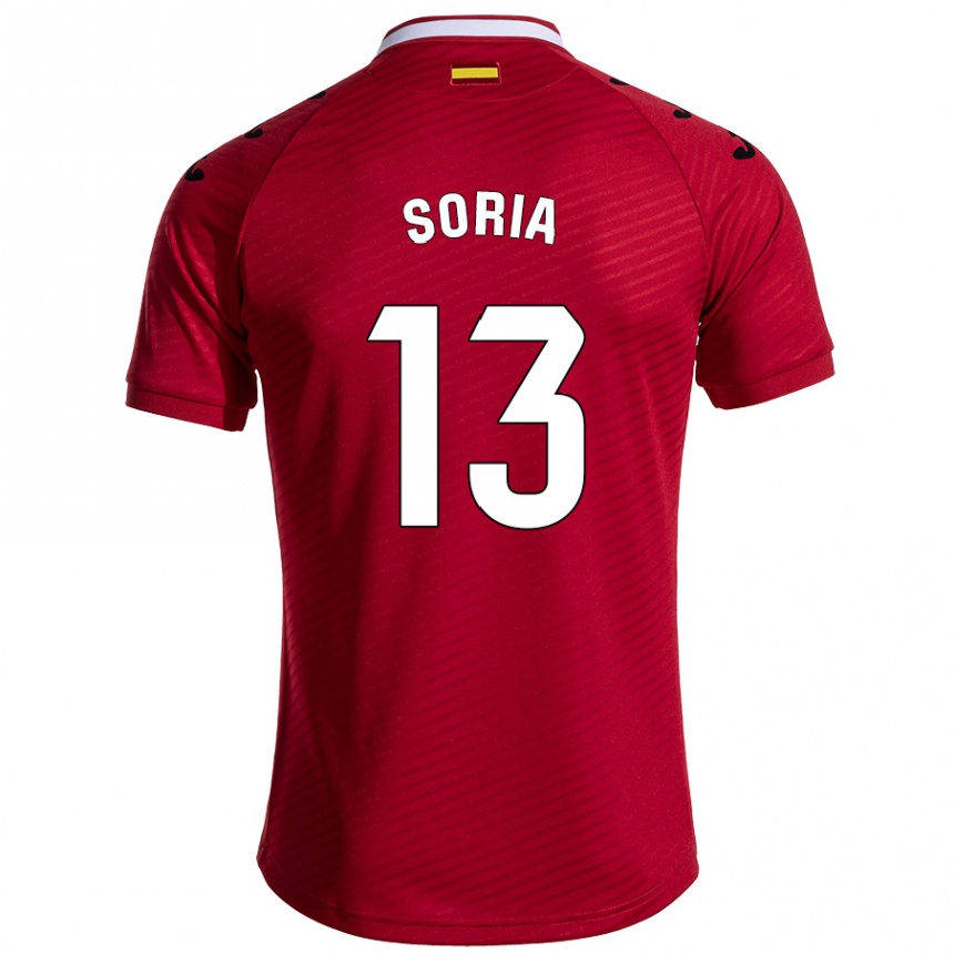 Kids Football David Soria #13 Dark Red Away Jersey 2024/25 T-Shirt Uk