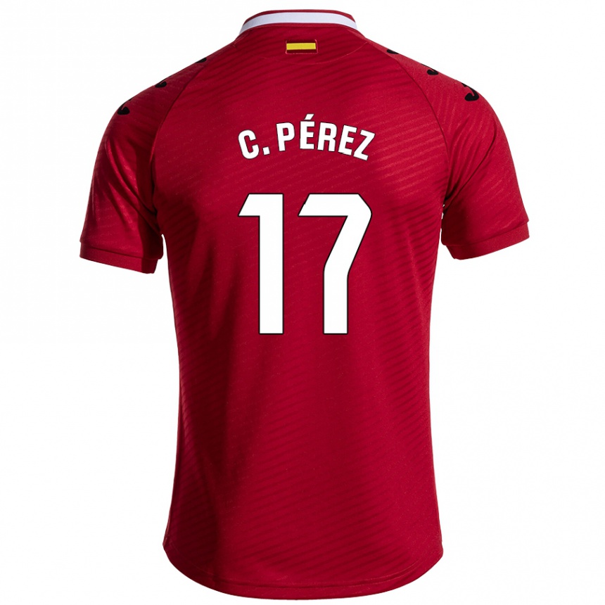 Kids Football Carles Pérez #17 Dark Red Away Jersey 2024/25 T-Shirt Uk