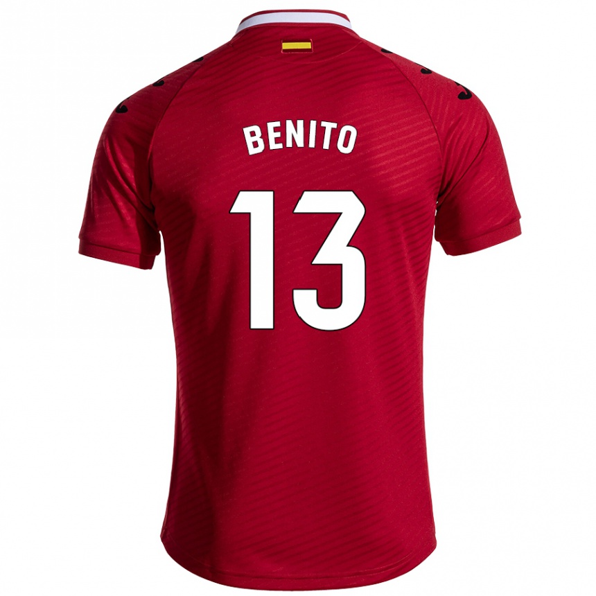 Kids Football Jorge Benito #13 Dark Red Away Jersey 2024/25 T-Shirt Uk