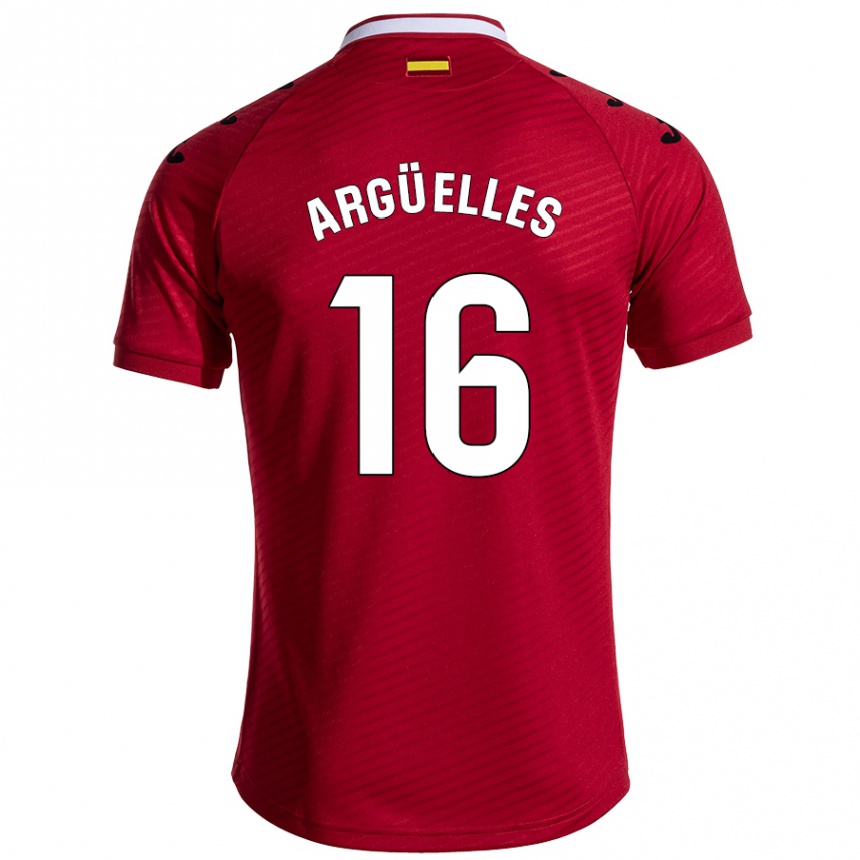 Kids Football David Argüelles #16 Dark Red Away Jersey 2024/25 T-Shirt Uk