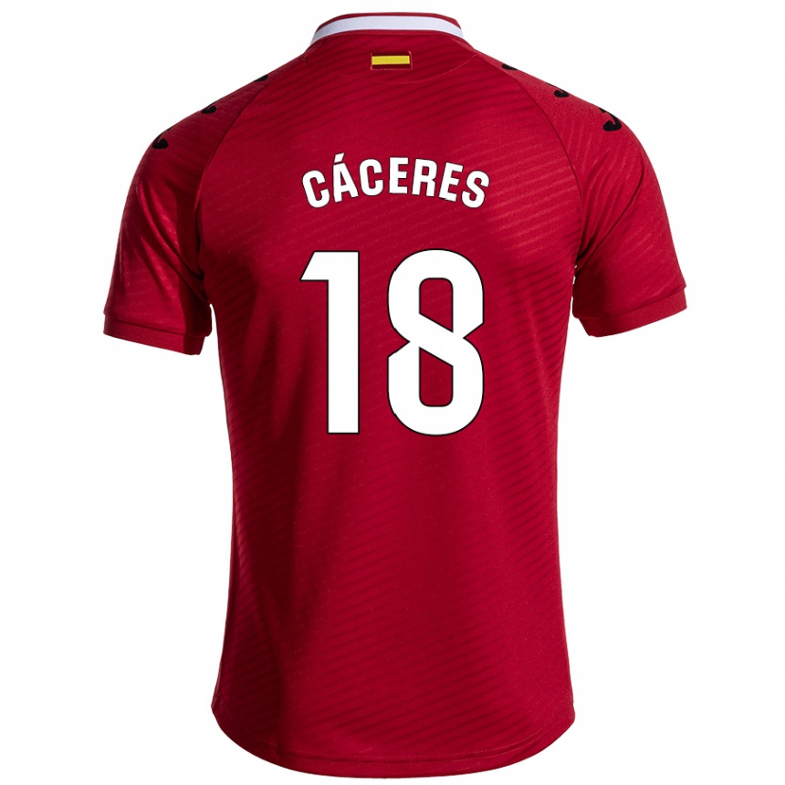 Kids Football Damián Cáceres #18 Dark Red Away Jersey 2024/25 T-Shirt Uk