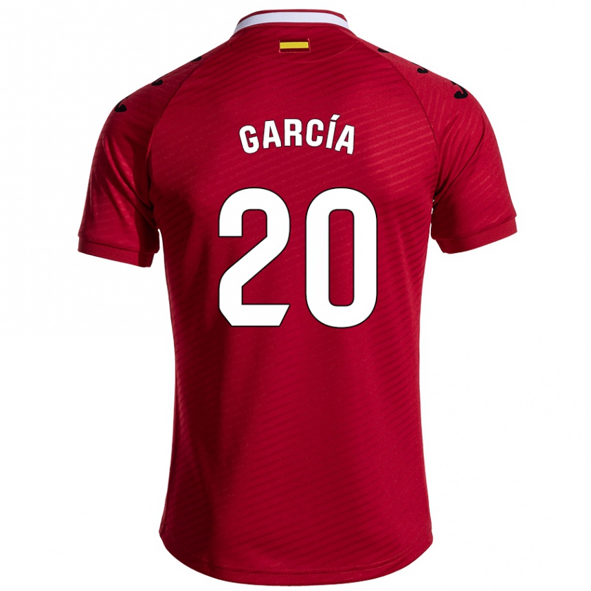 Kids Football Álex García #20 Dark Red Away Jersey 2024/25 T-Shirt Uk