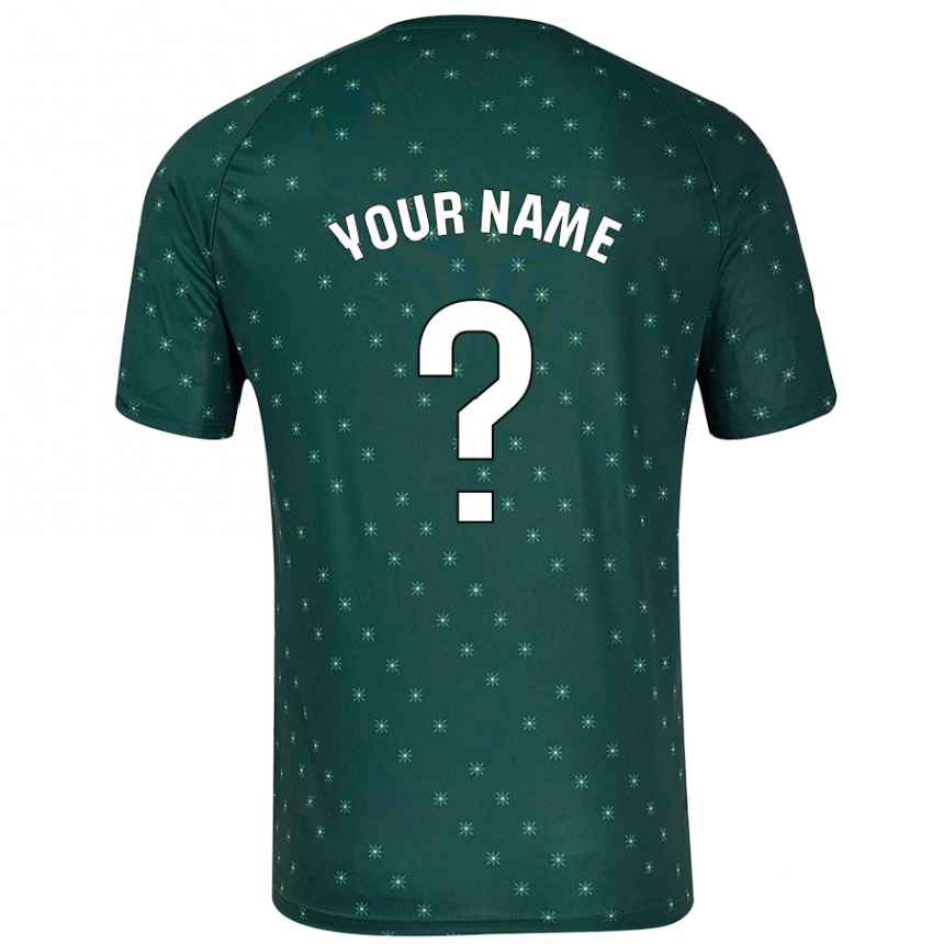 Kids Football Your Name #0 Dark Green Away Jersey 2024/25 T-Shirt Uk