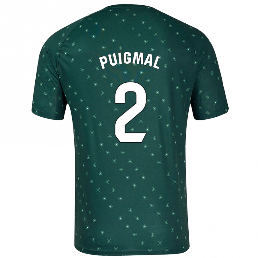 Kids Football Arnau Puigmal #2 Dark Green Away Jersey 2024/25 T-Shirt Uk