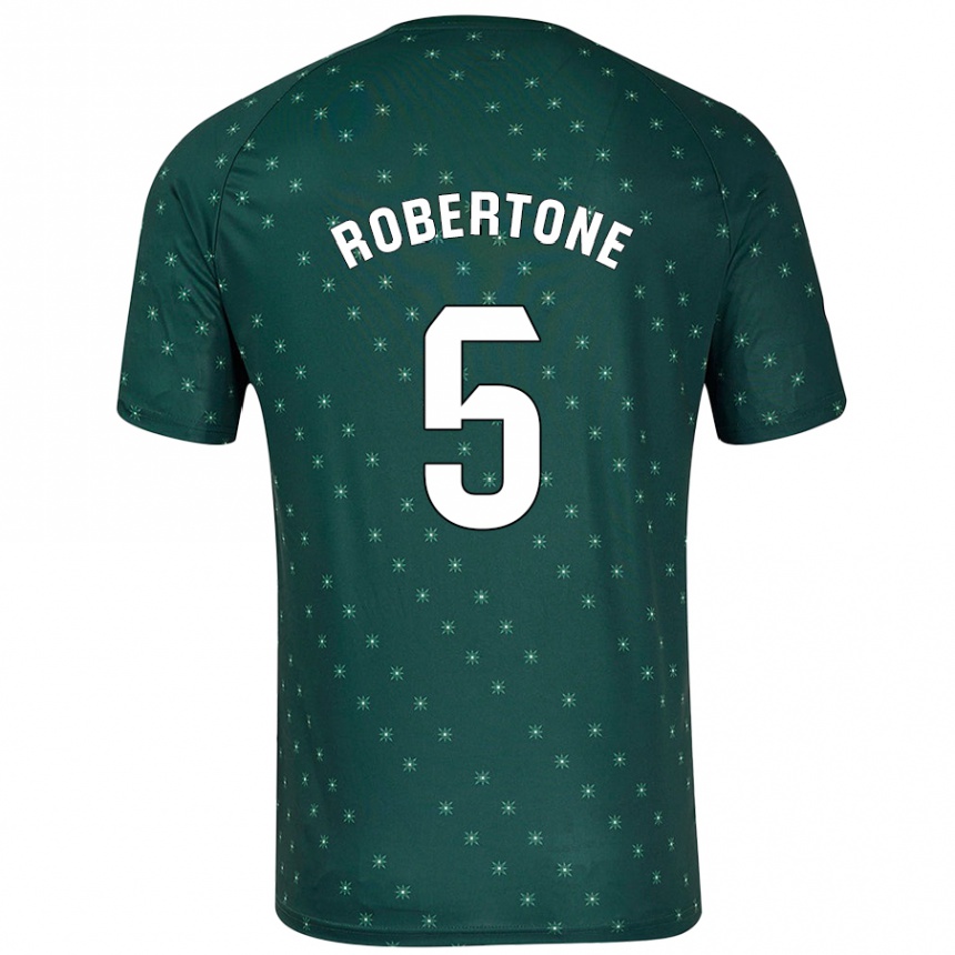 Kids Football Lucas Robertone #5 Dark Green Away Jersey 2024/25 T-Shirt Uk