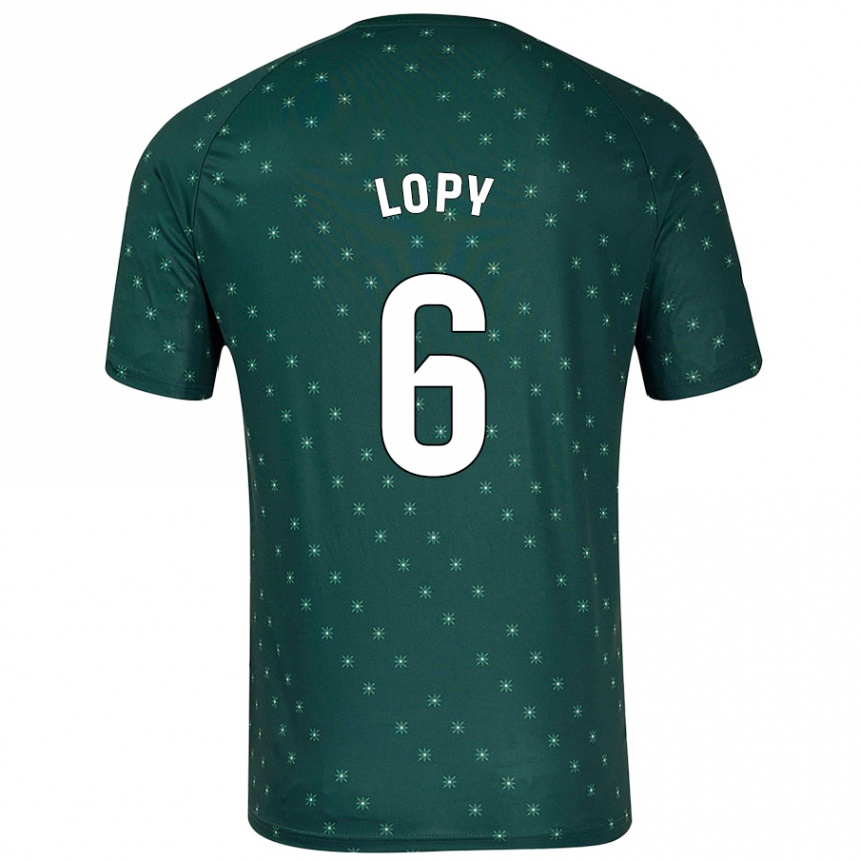 Kids Football Dion Lopy #6 Dark Green Away Jersey 2024/25 T-Shirt Uk