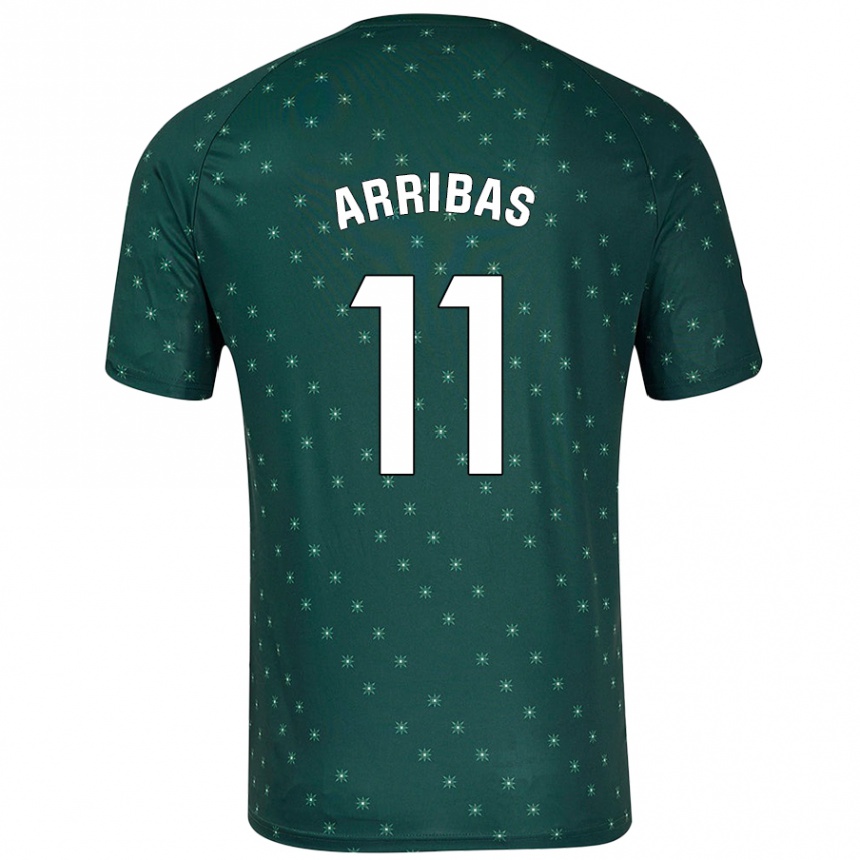 Kids Football Sergio Arribas #11 Dark Green Away Jersey 2024/25 T-Shirt Uk