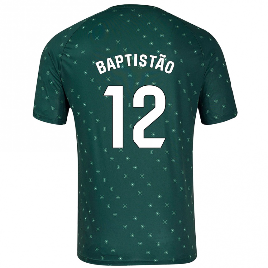 Kids Football Léo Baptistão #12 Dark Green Away Jersey 2024/25 T-Shirt Uk