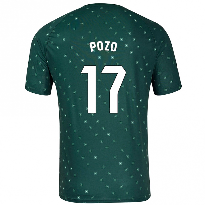 Kids Football Álex Pozo #17 Dark Green Away Jersey 2024/25 T-Shirt Uk