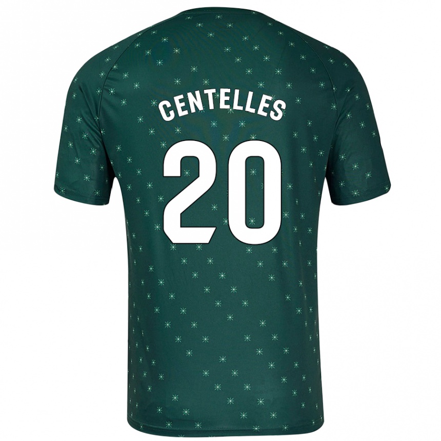 Kids Football Álex Centelles #20 Dark Green Away Jersey 2024/25 T-Shirt Uk