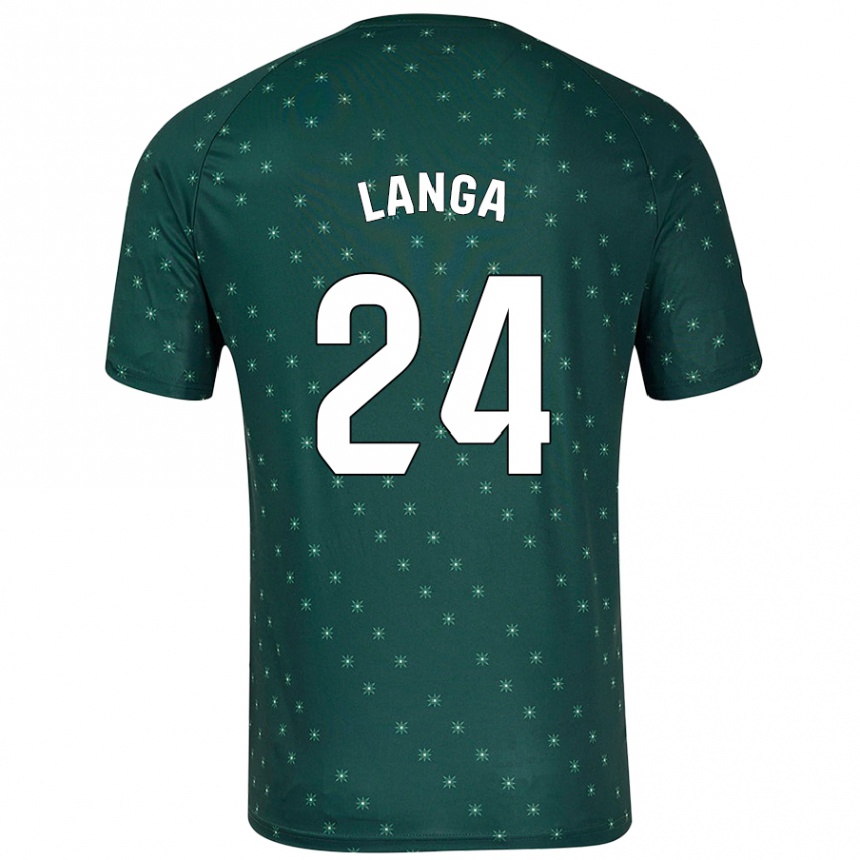 Kids Football Bruno Langa #24 Dark Green Away Jersey 2024/25 T-Shirt Uk