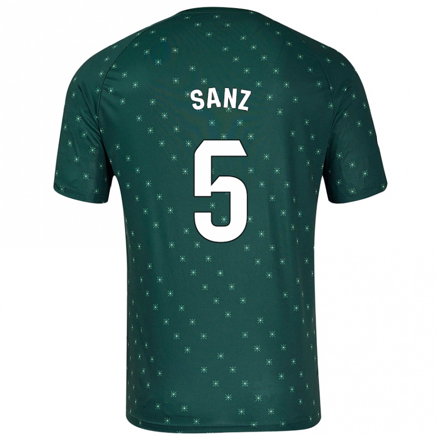 Kids Football Paco Sanz #5 Dark Green Away Jersey 2024/25 T-Shirt Uk