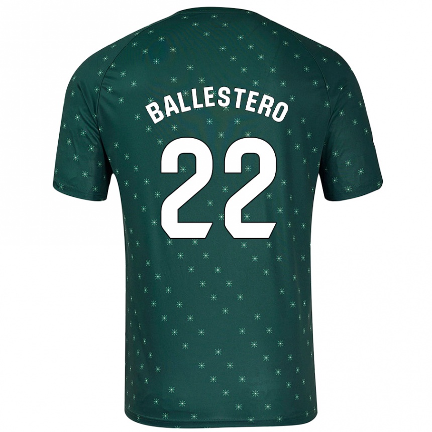 Kids Football Carlos Ballestero #22 Dark Green Away Jersey 2024/25 T-Shirt Uk