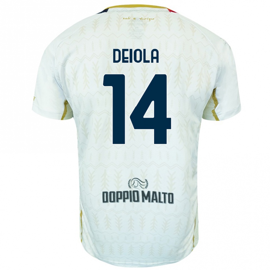 Kids Football Alessandro Deiola #14 White Away Jersey 2024/25 T-Shirt Uk