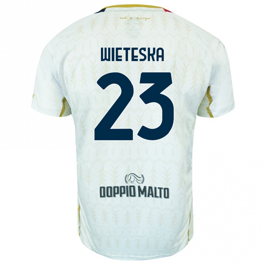 Kids Football Mateusz Wieteska #23 White Away Jersey 2024/25 T-Shirt Uk